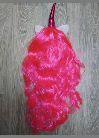 Перука карнавальний Єдиноріг рожевий малиновий ріг No Brand (342065137)