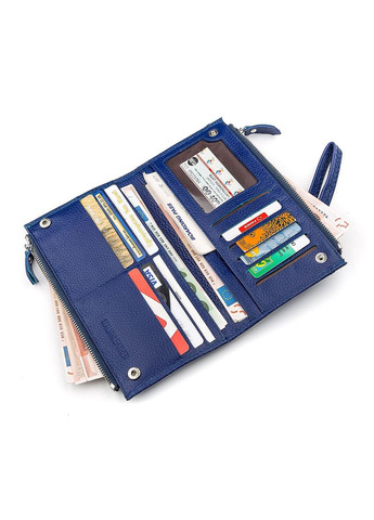 Женский кошелек из натуральной кожи с монетницей 18416 (ST420) с ремнем на запястье Синий st leather (306881737)