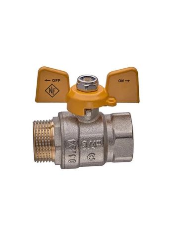 Кран кульовий classic NFC.722-08-3/4" FM ГШМ зі жовтою ручкою "метелик", прямий, латунний NOLF (399009494)