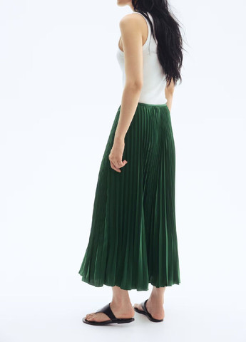 Темно-зеленая праздничный однотонная юбка H&M