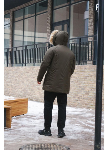 Оливковая (хаки) зимняя парка зимняя европейская плащевка съемный мех No Brand