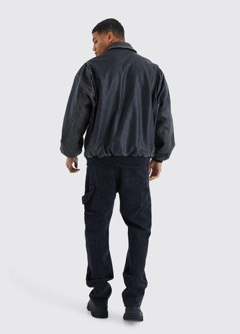 Чорна демісезонна куртка оверсайз із штучної шкіри Boohoo