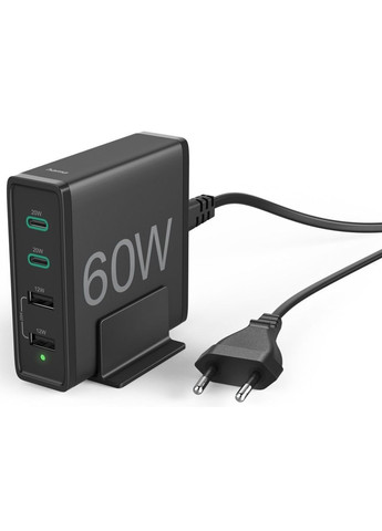 Универсальное зарядное устройство 2 x USBC PD/QC, 2 x USB-A, 60W Black Hama (315435912)