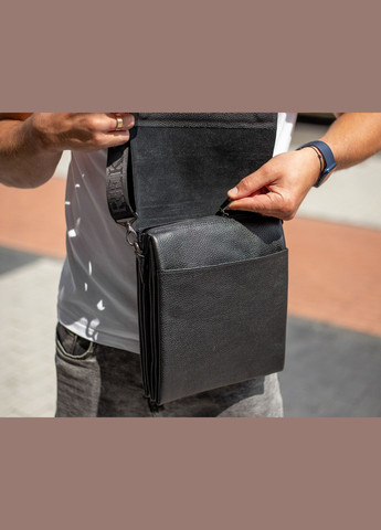 Сумка месенджер чоловіча шкіряна через плече чорна Bexhill (302391005)