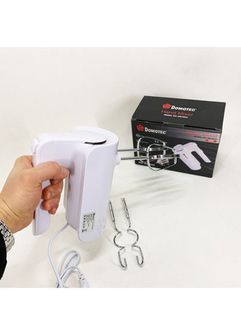 Ручний міксер R.6653W кухонний міксер із насадками 5 швидкостей 800 Вт білий Domotec (367860895)