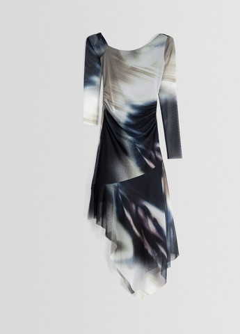 Серое праздничный платье Bershka с абстрактным узором