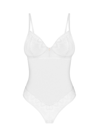 Боді Alissium Teddy White, XL/2XL, ліф з м’якою чашкою, високі вирізи для ніг - CherryLove Obsessive (340274649)