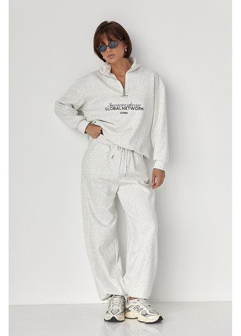 Теплый спортивный костюм с надписями - голубой цвет Lurex (364967824)