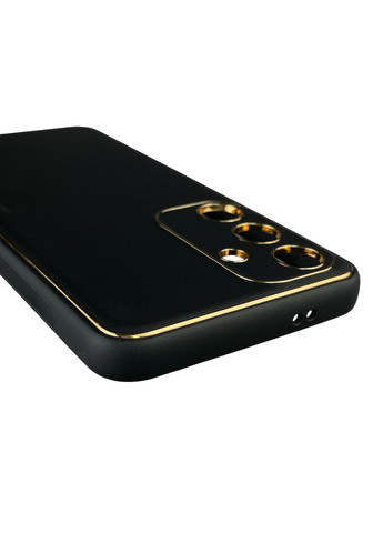 Чехол для Galaxy S24 (SM-S921B) кожаный с золотой окантовкой с защитой камеры на самсунг с24 чёрный Samsung (366022074)