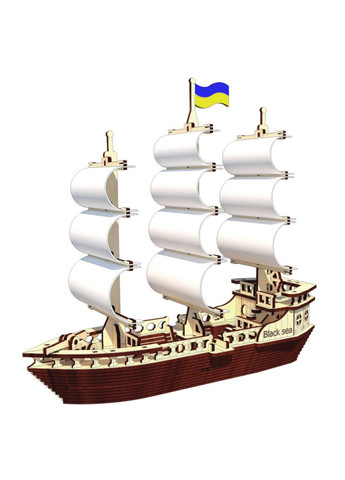 Дерев'яний конструктор "Вітрильний Корабель", 148 деталей 5х25х15 см Pazly (289364818)