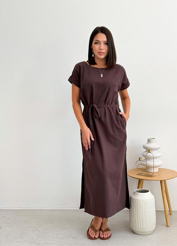 Коричневое кэжуал платье маргарет Art Knit однотонное