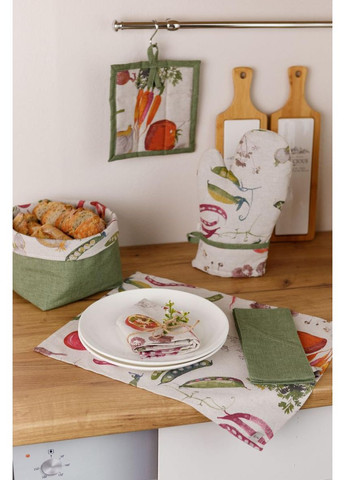 Універсальний кошик для зберігання Овочі зелені текстильний контейнер для кухні органайзер для продуктів ProDobro (369377949)