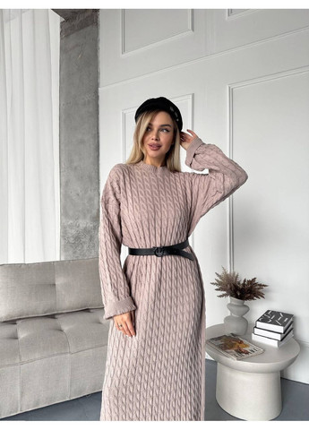 Серое кэжуал женское платье платье-свитер No Brand