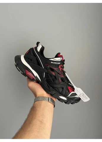 Чорні Осінні кросівки чоловічі і жіночі balenciaga track 2 black red | баленсіага трек 2 чорні No Brand