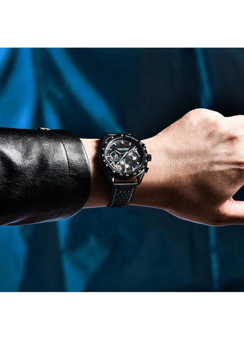 Часы черные с синим кварцевые мужские классические водонепроницаемые до 100 метров ProDobro (367267747)