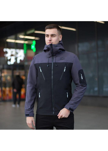 Темно-синя демісезонна чоловіча куртка soft shell на мікрофлісі Vakko