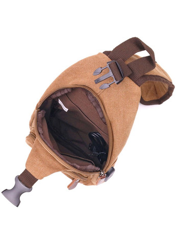 Сумка слінг чоловіча через плече з USB кабелем текстильна коричнева 21222 Vintage (362417784)