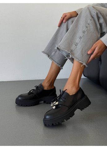 Helen Трендовые дерби на шнуровке черный з натуральная кожа, украина — (361282527)