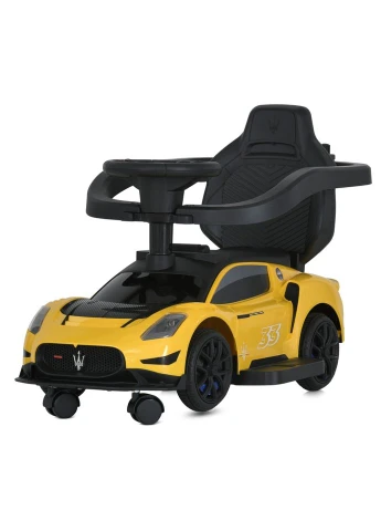 Дитяча каталка-толокар 2 в 1 M 5106-6 жовтий, з батьківською ручкою Bambi (402903553)