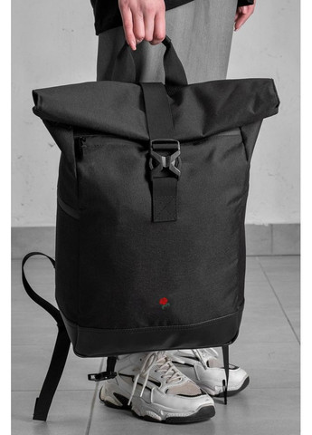 Повседневный рюкзак Роллтоп школьный с принтом Rose Black Without (349454554)