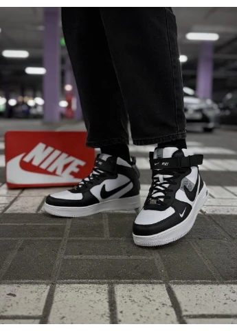 ЗИМНИЕ кроссовки Nike Air Force white black Vakko комбинированные зима (377975467)