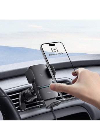 Автомобільний тримач з Бездротовим ЗП Wisdom Auto Alignment 15W black Baseus (322245470)