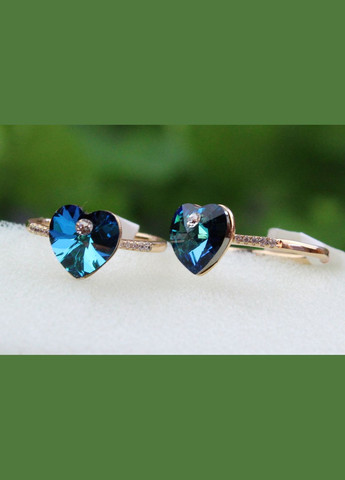Кільце сердечко Сваровскі блакитне хамелеон р 16 золотисте Xuping Jewelry (316607107)