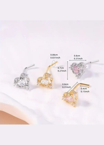 Серьга для пирсинга носа серьга в нос в форме Сердца с розовым сердцем Нержавеющая сталь Золотистый Liresmina Jewelry (331155602)