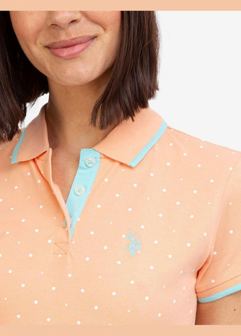 Жіноча футболка поло DOT PRINT POLO SHIRT L персикова U.S. Polo Assn. (286761234)