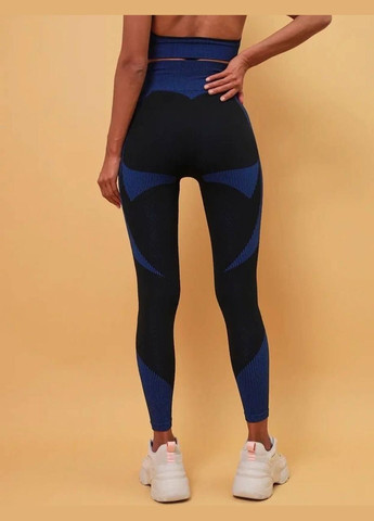 Спортивный костюм тройка (рашгард, топ и леггинсы) черного цвета с синими вставками, размер XL Trends (330757670)