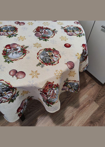 Новорічна скатертина на овальний стіл, святкова гобеленова овальна скатертина на стіл з золотим люрексом 160, 300 Maystat (306812361)