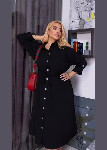 Черное женское свободное платье из софта цвет черный р.58/60 452595 New Trend