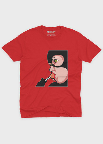 Червона демісезонна футболка для дівчинки з принтом суперзлодія - жінка-кішка (ts001-1-sre-006-007-001-g) Modno