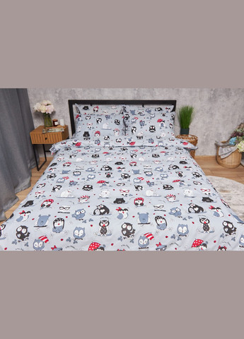 Комплект постільної білизни Бязь Gold Люкс «» полуторний євро 160х220 наволочки 4х50х70 (MS-820005483) Moon&Star Owls Gray (296909764)