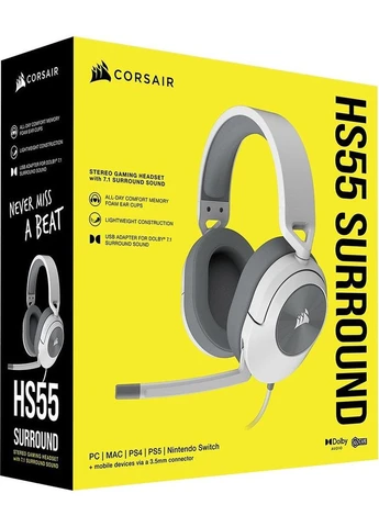 Ігрові навушники HS55 Surround White (CA-9011266) [75608] Corsair (400979544)