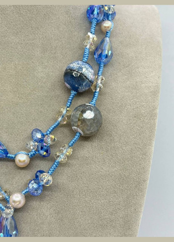 Намисто агат та чеське скло 16 мм 85 см No Brand (322007171)