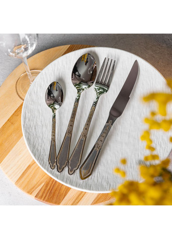 Набір столових приладів золото на 6 персон комплект столових приладів 24 предмети Срібло із золотом Yiwu (360454754)
