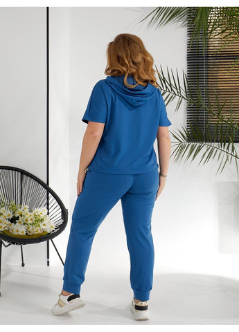 Женский прогулочный костюм двойка с двунитки синего цвета New Trend (325402232)
