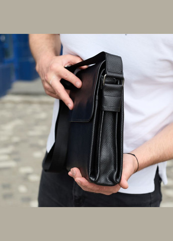 Сумка месенджер шкіряна барсетка для чоловіка чорна 35775 Tiding Bag (359380749)