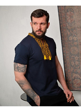 Синяя вышиванка sea and yellow No Brand