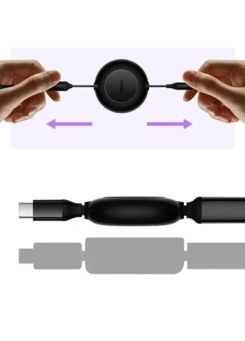 Кабель Bright Mirror 2 Series Retractable 3-in-1 Fast Charging Data Cable Type-C to M+L+C 100W 1.1m (CAMJ010201) Baseus Bright Mirror One-for-three Retractable Data Cable (372678448)