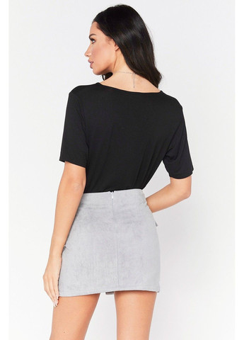 Спідниця жіноча замшева з кишенями на шнурівці сіра No Brand (303836654)