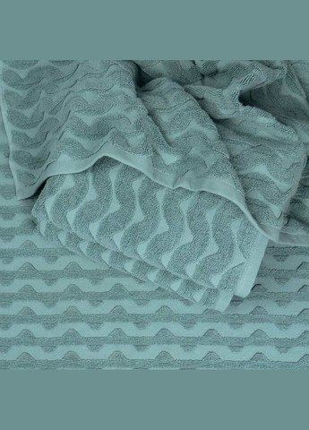 GM Textile комплект махровых полотенец жаккардовых волна 2шт 50х90см, 70х140см 500г/м2 (мята) мятный производство -