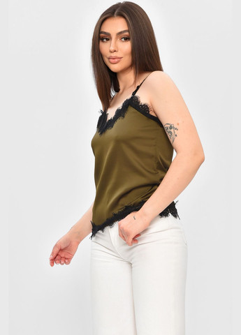 Майка женская с кружевом цвета хаки Let's Shop — 335973068