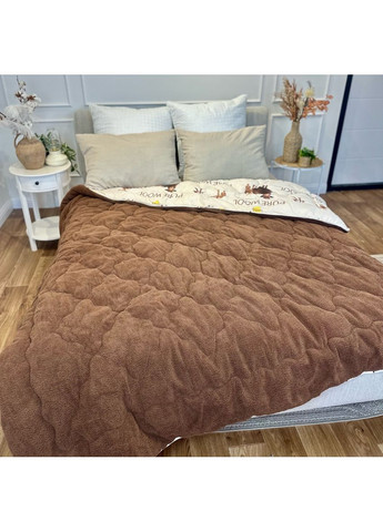 Ковдра двоспальна відкрита двостороння з вовни Pure Wool 21446 175х215 см шоколадна Arda (365964076)