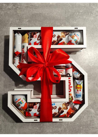 Деревянная коробка в форме цифры со сладостями, подарок на день рождения ребенку, Киндер бокс Kinder (322650233)