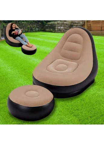 Надувное Кресло С Пуфиком Для Отдыха Велюровое Коричневое Air Sofa Seli No Brand (393580446)