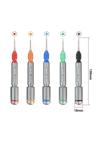 Набір викруток RL-724A / прецизійні / для ремонту (T1 / Y0.6 / ★0.8 / ➕1.5 / IP2.5) 5 шт. Relife (322567665)