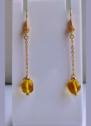 Сережки 2551 з натурального бурштину Медовий відтінок MINOV (311310536)