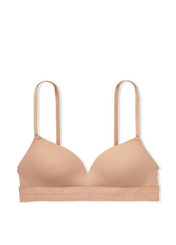 Бежевый бюстгальтер бесшовный pink wear everywhere wireless lightly lined bra Victoria's Secret